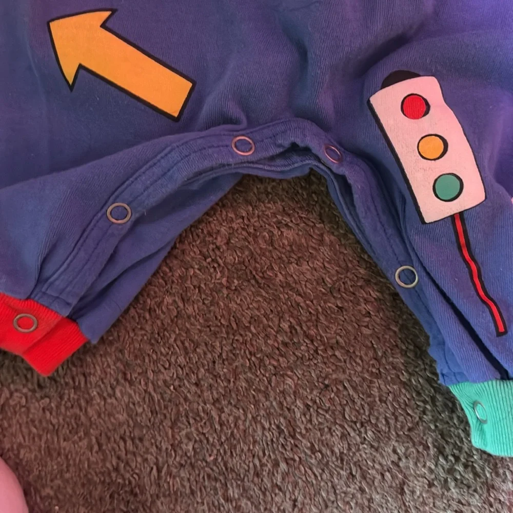 Vintage‎ Jet Set Babies Romper Primary Color “Louie the Taxi” 9 Months